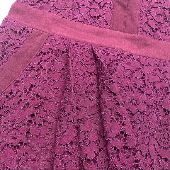 Free People Purple Fit and Flare Lace Mini Dress Cut Out Back Side Zipper - Picture 7 of 10